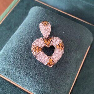 Vintage MEDA Brand 925 Sterling Silver Pave Chocolate and White CZ Pendant